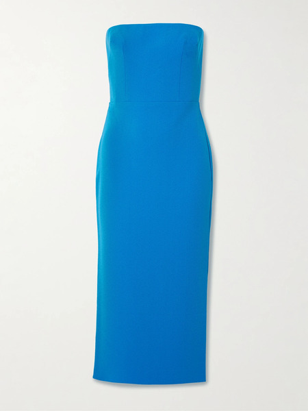  Alex Perry Alex Perry - Strapless Crepe Midi Dress - Blue 
