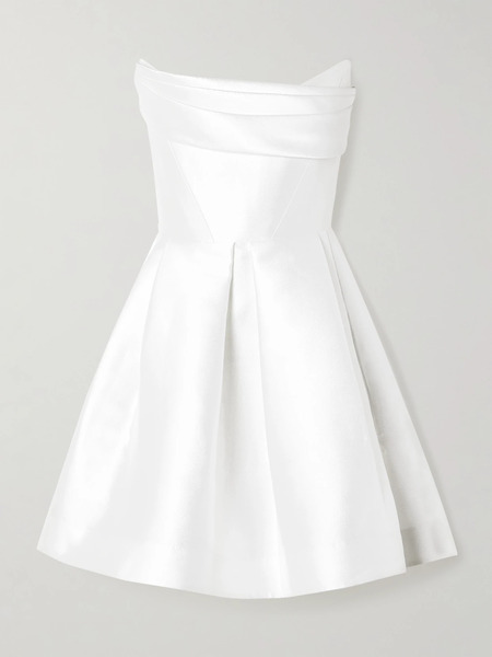  Alex Perry Alex Perry - Strapless Draped Sateen Mini Dress - White 