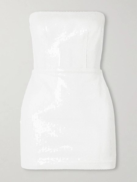  Alex Perry Alex Perry - Strapless Sequined Tulle Mini Dress - White 