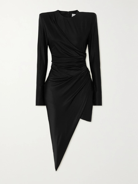  Alexandre Vauthier Alexandre Vauthier - Asymmetric Draped Stretch-satin Mini Dress - Black 