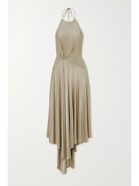 Alexandre Vauthier Alexandre Vauthier - Open-back Stretch-jersey Halterneck Midi Dress - Sand 