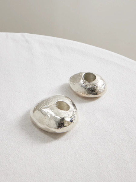  Alighieri Alighieri - The Floating Pebble Set Of Two Silver-plated Candlesticks - One Size 