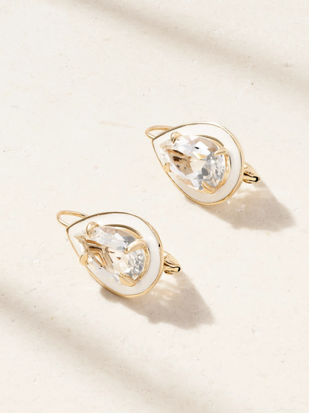  Alison Lou Alison Lou - Cocktail 14-karat Gold, Topaz And Enamel Earrings - White 