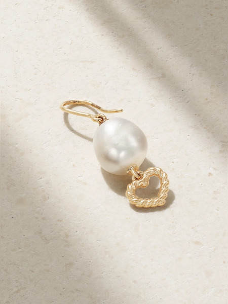  Alison Lou Alison Lou - Heart Streamer 14-karat Gold Pearl Single Earring - One Size 
