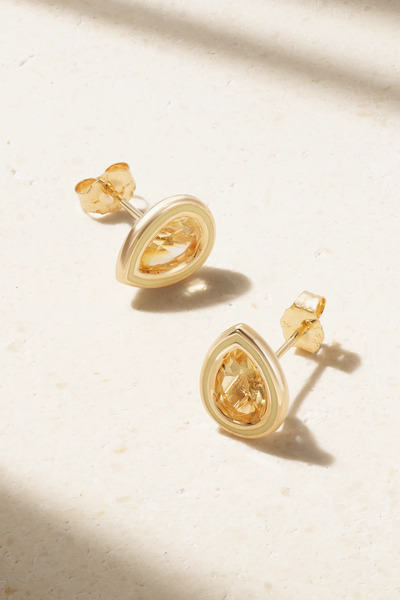  Alison Lou Alison Lou - Madison 14-karat Gold, Citrine And Enamel Earrings - Yellow 