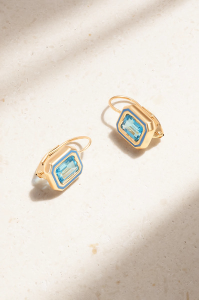  Alison Lou Alison Lou - Madison 14-karat Gold, Laboratory-grown Topaz And Enamel Earrings - Blue 