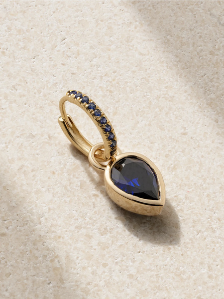  Alison Lou Alison Lou - Tear 14-karat Gold, Sapphire And Laboratory-grown Sapphire Single Hoop Earring - One Size 