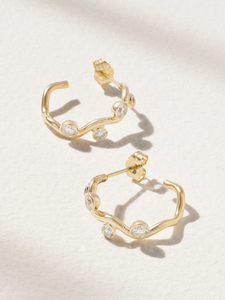  Alison Lou Alison Lou - Ziggy 14-karat Gold Diamond Hoop Earrings - One Size 