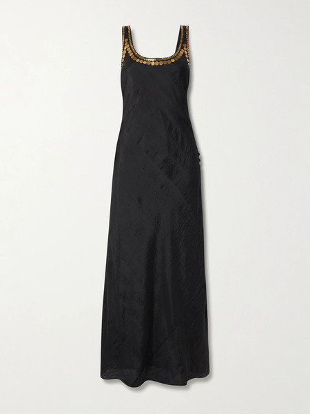  Alix Of Bohemia Alix Of Bohemia - Adele Gilded Coin Embellished Silk-faille Midi Dress - Black 