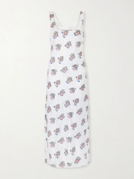  Alix Of Bohemia Alix Of Bohemia - Adele Mist Quatre Floral Patterned Silk Midi Dress - Off-white 