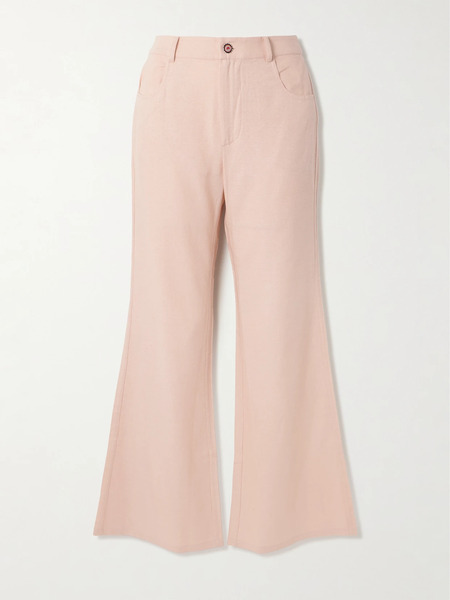  Alix Of Bohemia Alix Of Bohemia - Bunny Embellished Silk Flared Pants - Pastel Pink 