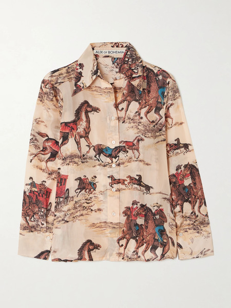  Alix Of Bohemia Alix Of Bohemia - Dana Printed Silk Shirt - Beige 