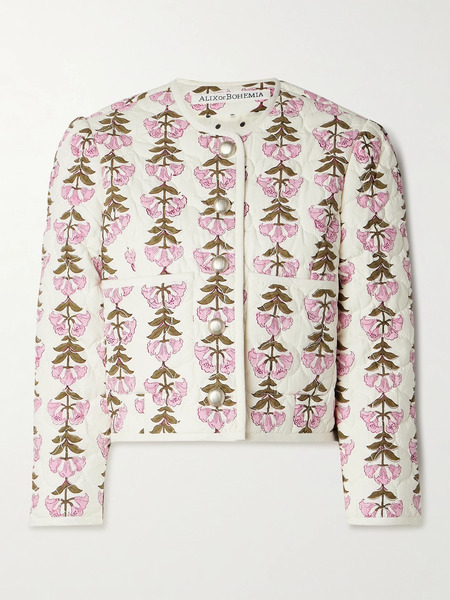  Alix Of Bohemia Alix Of Bohemia - Dorian Quilted Floral-print Cotton Jacket - White 