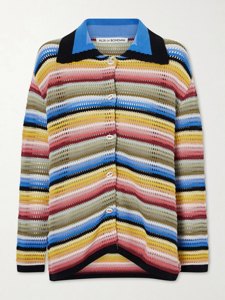  Alix Of Bohemia Alix Of Bohemia - Emery Striped Crocheted Cotton Cardigan - Multi 