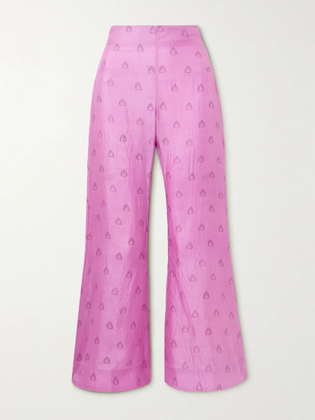  Alix Of Bohemia Alix Of Bohemia - Farah Printed Silk Flared Pants - Pink 