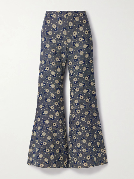  Alix Of Bohemia Alix Of Bohemia - Farah Wool And Cotton-blend Jacquard Flared Pants - Blue 