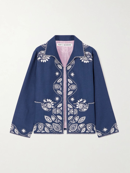  Alix Of Bohemia Alix Of Bohemia - Francis Harbor Embroidered Silk Jacket - Midnight Blue 