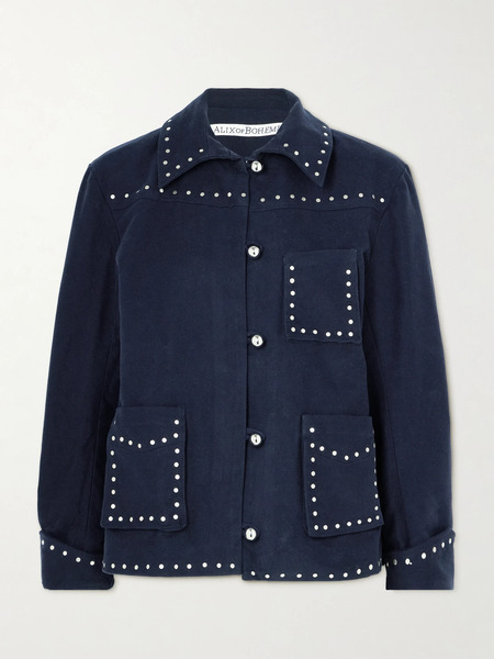  Alix Of Bohemia Alix Of Bohemia - Jude Studded Cotton-twill Jacket - Blue 