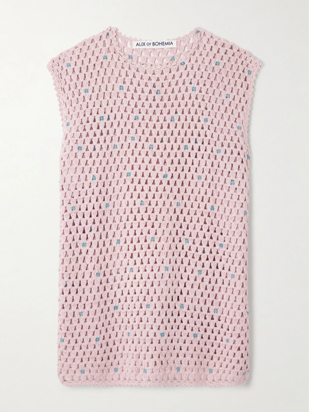  Alix Of Bohemia Alix Of Bohemia - Nolan Embellished Crocheted Cotton Tunic - Blush 