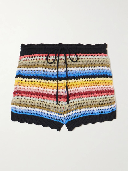  Alix Of Bohemia Alix Of Bohemia - Shea Striped Crocheted Cotton Shorts - Multi 