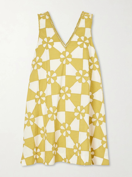  Alix Of Bohemia Alix Of Bohemia - Soleil Patchwork Cotton And Silk-blend Mini Dress - Yellow 