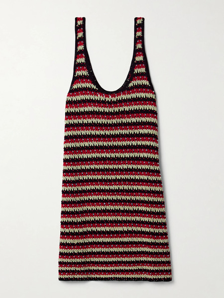  Alix Of Bohemia Alix Of Bohemia - Tyler Bead-embellished Striped Crocheted Cotton Mini Dress - Multi 