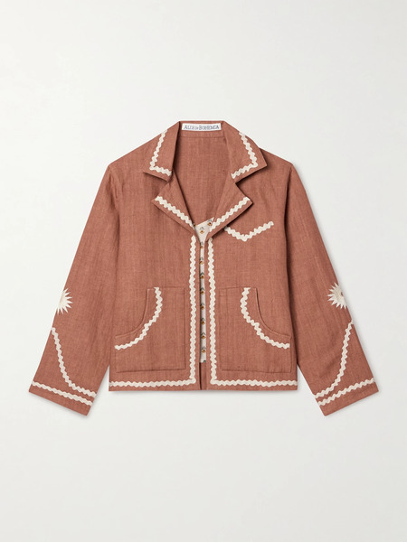  Alix Of Bohemia Alix Of Bohemia - Western Ricrac-trimmed Linen Jacket - Brown 