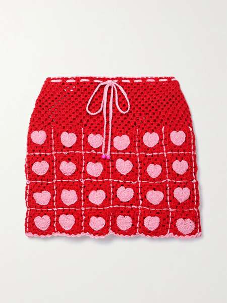  Alix Pinho Alix Pinho - Crocheted Cotton Mini Skirt - Red 