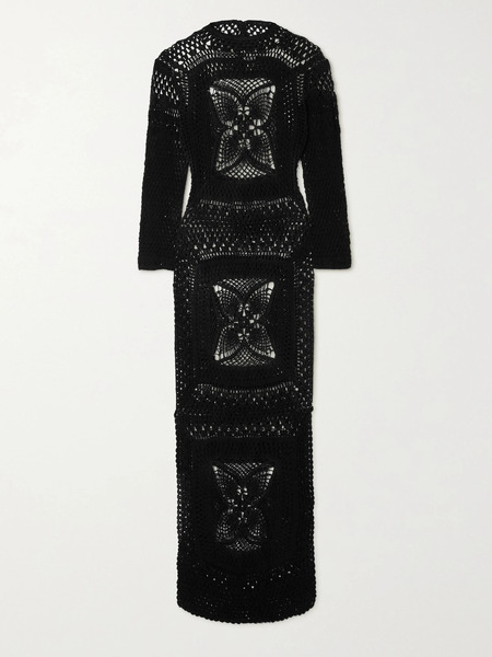  Alix Pinho Alix Pinho - Lucy Crocheted Cotton Maxi Dress - Black 