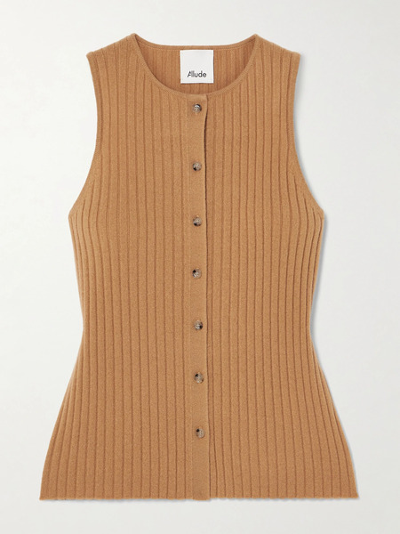  Allude Allude - Ribbed Cashmere Vest - Tan 