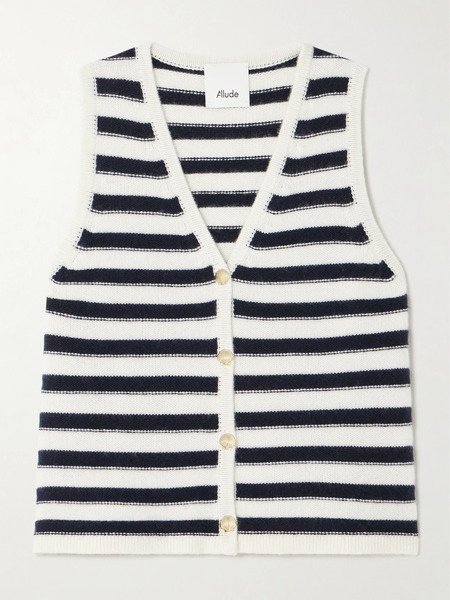  Allude Allude - Striped Cashmere Vest - Navy 