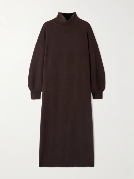  Allude Allude - Wool And Cashmere-blend Turtleneck Maxi Dress - Brown 