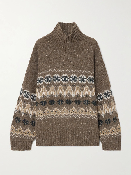  Altuzarra Altuzarra - Cecie Fair Isle Wool-blend Turtleneck Sweater - Brown 