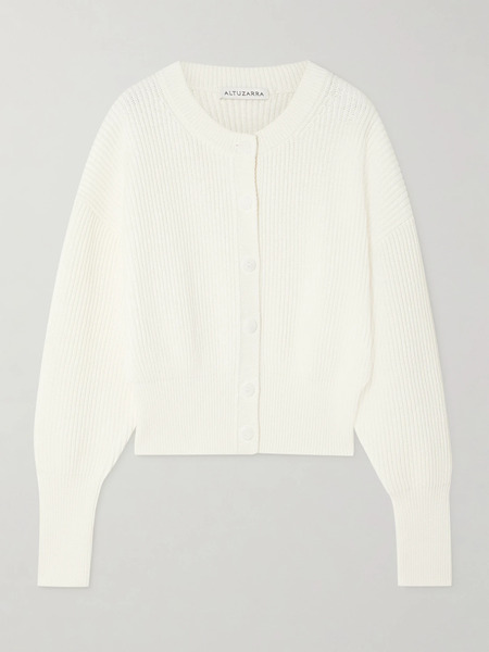  Altuzarra Altuzarra - Cliff Ribbed Cotton Cardigan - White 