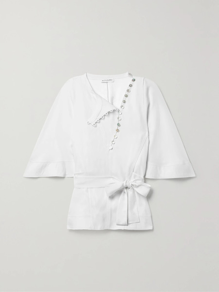  Altuzarra Altuzarra - Dafishy Belted Crepe Blouse - White 