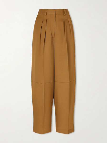 Altuzarra Altuzarra - Dash Pleated Twill Barrel-leg Pants - Brown 