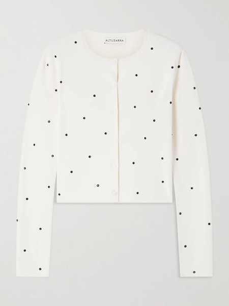  Altuzarra Altuzarra - Dorrie Cropped Crystal-embellished Knitted Cardigan - Ivory 