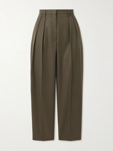  Altuzarra Altuzarra - Emmett Pleated Wool Tapered Pants - Brown 