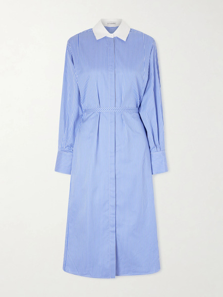  Altuzarra Altuzarra - Floyd Belted Striped Cotton-poplin Midi Dress - Blue 