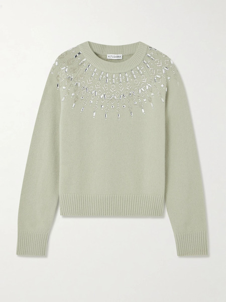  Altuzarra Altuzarra - Harold Embellished Wool Sweater - Sage Green 
