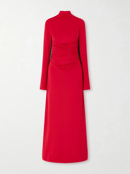  Altuzarra Altuzarra - Jazmina Ruched Stretch-jersey Mock-neck Maxi Dress - Red 