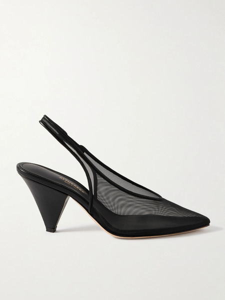  Altuzarra Altuzarra - Leather-trimmed Mesh Slingback Pumps - Black 
