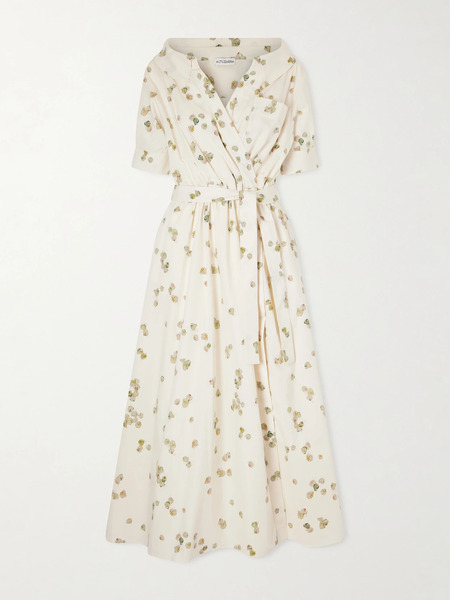  Altuzarra Altuzarra - Lydia Belted Printed Cotton-blend Poplin Midi Dress - Ivory 