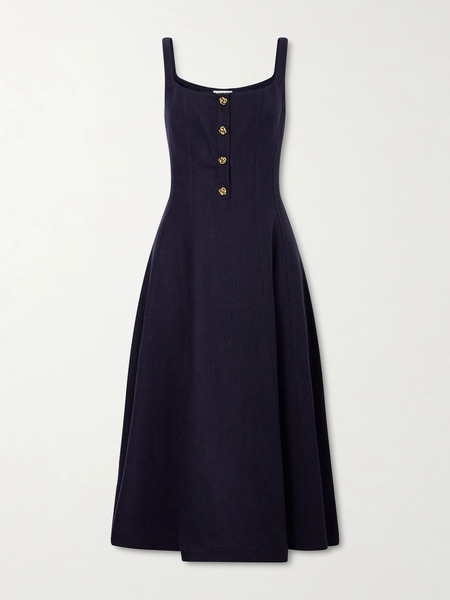  Altuzarra Altuzarra - Orrie Paneled Cotton-blend Midi Dress - Navy 