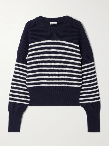 Altuzarra Altuzarra - Tanessa Striped Ribbed Cotton Sweater - Navy 