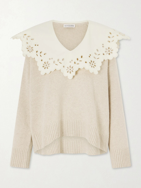  Altuzarra Altuzarra - Toro Broderie Anglaise-trimmed Wool Sweater - Beige 