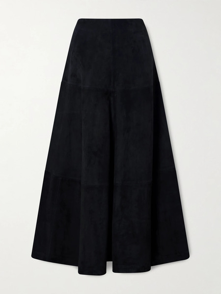  Altuzarra Altuzarra - Varda Paneled Suede Midi Skirt - Navy 