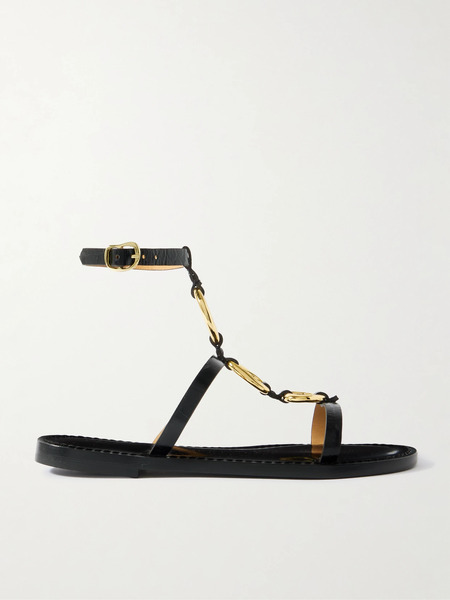  Amanu Amanu - The Bazaruto Embellished Croc-effect Leather Sandals - Black 