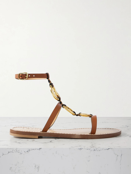  Amanu Amanu - The Bazaruto Embellished Leather Sandals - Tan 