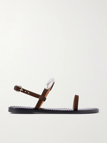  Amanu Amanu - The Ghana Embellished Leather Slingback Sandals - Chocolate 